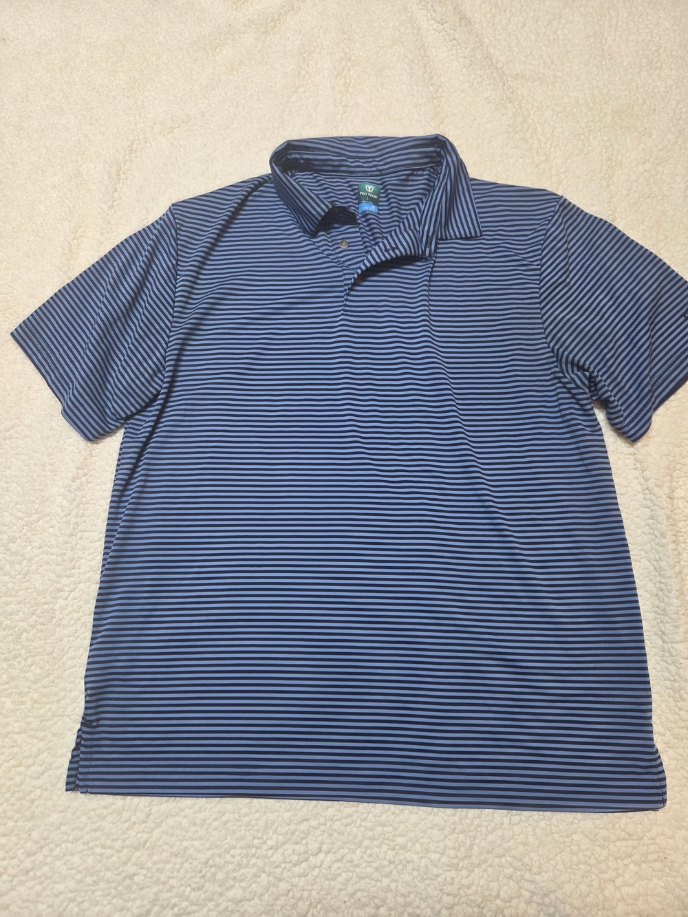 Men's Striped Blue Polo Shirt - Classic Short Sleeve